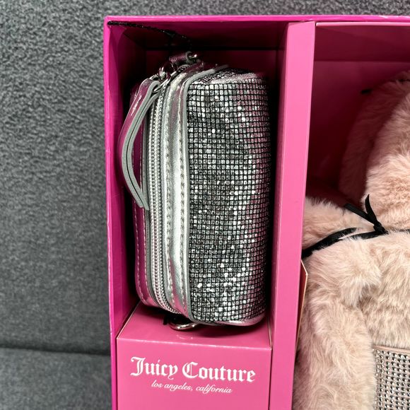 Juicy Couture Mini Tote Bag Faux fur Light Pink silver coin Purse Gift Set - Picture 3 of 8